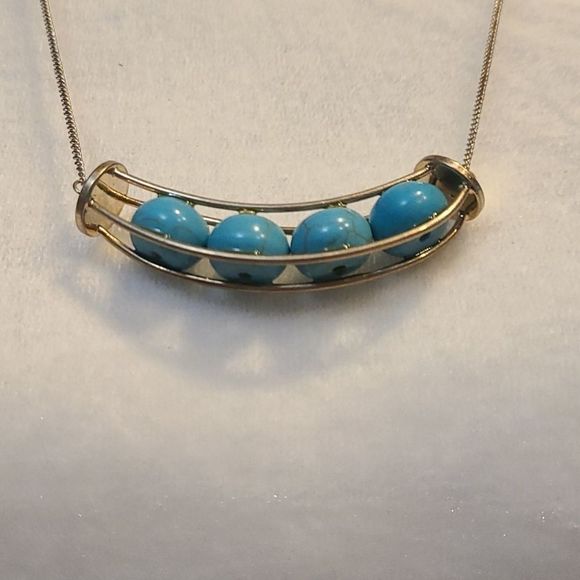 Natural stone curved bar chain necklace & earrings - Picture 2 of 3